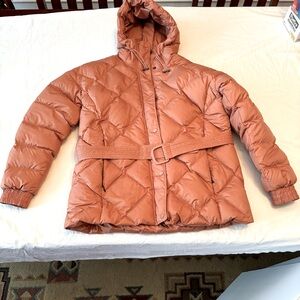 Columbia Down Womens M Icy Heights Belted Belted Quilted Puffer Nova Pink
